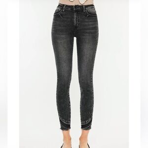 KANCAN Shiloh Skinny Jeans High Rise Ankle Raw Hems Black Grey Size 9/28